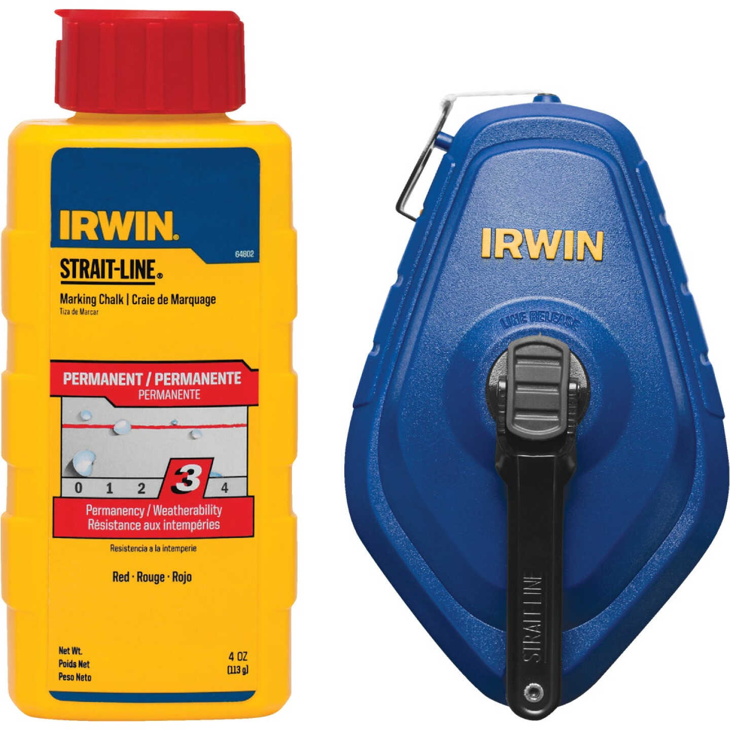 Irwin STRAIT-LINE Speed-Line 100 Ft. Chalk Line Reel and Chalk, Red - Trio  Hardware