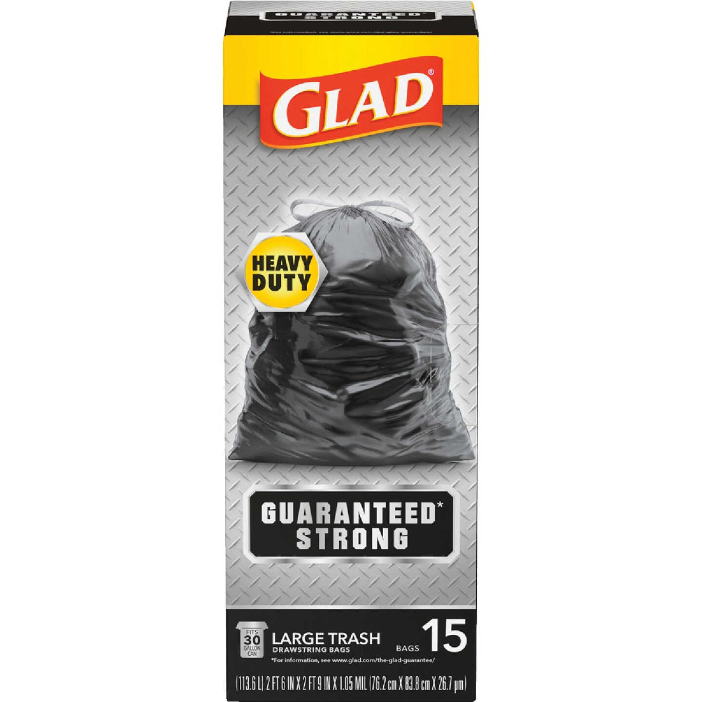VINTAGE GLAD LARGE KITCHEN GARBAGE BAGS 13 GALLON 15 COUNT BOX